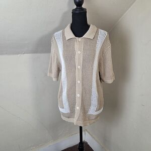 Massive Luxury Edition Sweater Crochet Knit Polo Shirt Button Size M
